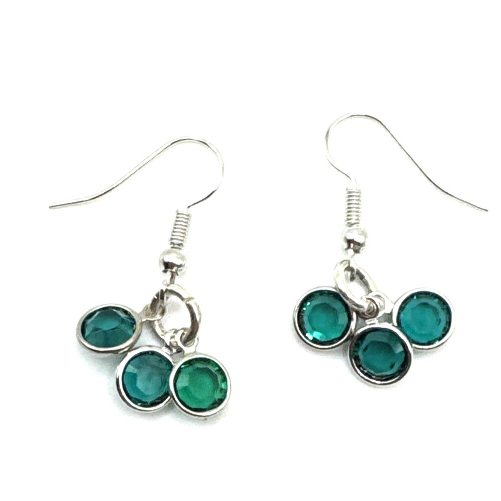 Brighton Elora Gems Dark Green Dangle Crystals Silver Custom Dangle Earrings